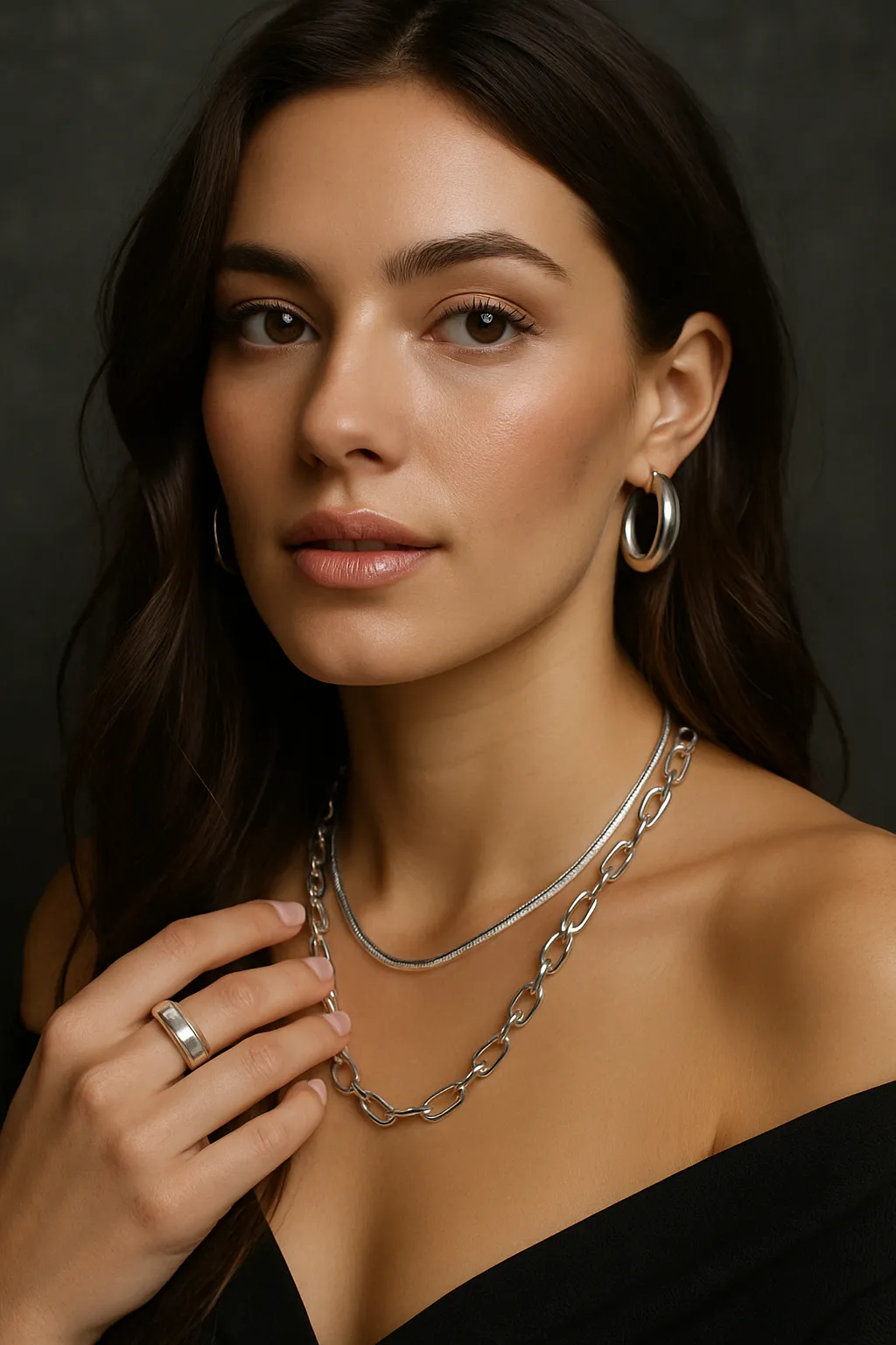 Eine Frau mit Silberschmuck